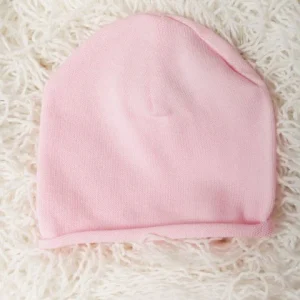 Cuffia neonata ricciolino rosa cotone biologico