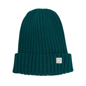 Cuffia verde pura lana merino a coste