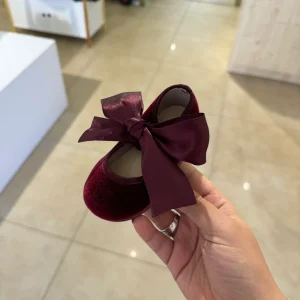 Ballerine in velluto con fiocco in raso