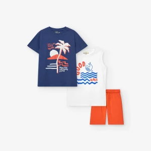 2 T-shirt + pantaloncini in cotone per bambini 'Sun