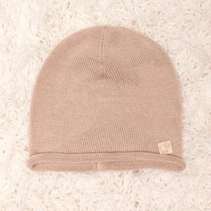 Cuffia neonato ricciolino beige eucalipto