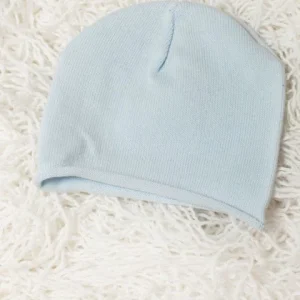 Cuffia neonato ricciolino azzurro cotone biologico