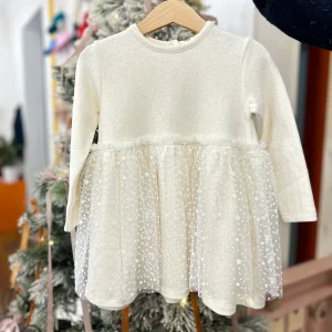 Abito baby avorio con tulle stelline