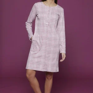 Camicia da notte aperta donna in caldo cotone Noidinotte Scozzese LA2663