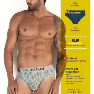 Confezione da 3 slip uomo Nottingham cotone bielastico rasato tinta unita 23426