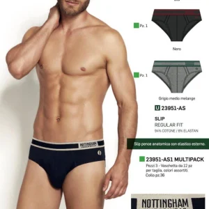 Confezione da 3 slip uomo Nottingham cotone bielastico rasato tinta unita 23951
