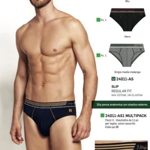 Confezione da 3 slip uomo Nottingham cotone bielastico rasato tinta unita 24011