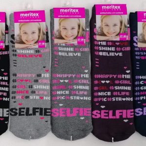 Confezione da 6 paia di calze antiscivolo bambina Meritex in caldo cotone 4356 Selfie