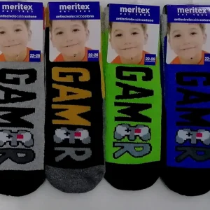 Confezione da 6 paia di calze antiscivolo bambino Meritex in caldo cotone 4354 Gamer
