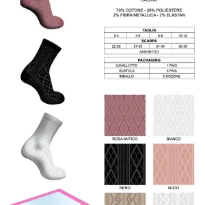 Confezione da 6 paia di calze bambina corte Meritex caldo cotone 4527 Miriam