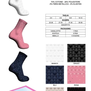 Confezione da 6 paia di calze bambina corte Meritex caldo cotone 4529 Clara