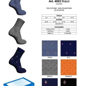Confezione da 6 paia di calze bambino corte Meritex caldo cotone 4053 Robot