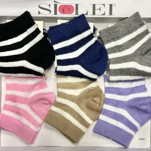 Confezione da 6 paia di calzino donna in cotone Sièlei NS02 Righe