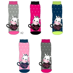 Confezioni da 6 paia di calze antiscivolo bambina Pezzini Kid's in caldo cotone GBS-PAI221800