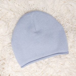 Cuffia ricciolino azzurro in pura lana merino