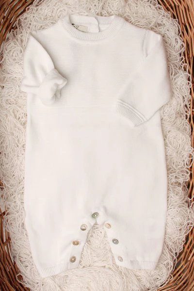 Tutina nascita bianco in puro cotone bio - immagine 2