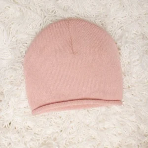 Cuffia ricciolino rosa in pura lana merino