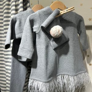 Abito Sele con piume caldo cotone grigio