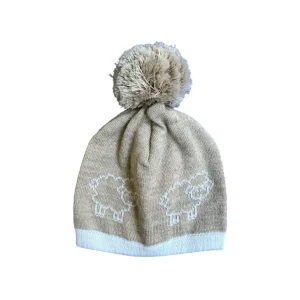 Cuffia pecorelle neonato in pura lana merino