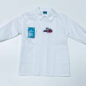 Grembiule Bianco asilo bambino con abbottonatura laterale Nazareno Gabrielli ricamo Winner 0701