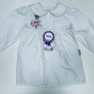 Grembiule asilo bambina con abbottonatura centrale Ambrosino ricamo Ballerina R301