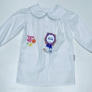 Grembiule asilo bambina con abbottonatura centrale Ambrosino ricamo Sweet R308