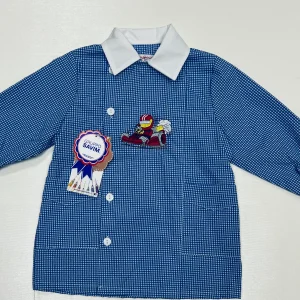 Grembiule asilo bambino con abbottonatura laterale Ambrosino ricamo Formula1 R506