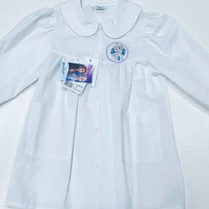 Grembiule asilo bianco bambina made in Italy con abbottonatura centrale Disney ricamo Frozen G100