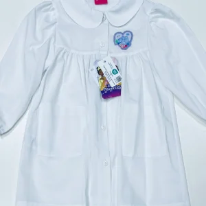 Grembiule asilo bianco bambina made in Italy con abbottonatura centrale Disney ricamo Principesse G106