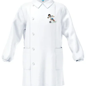 Grembiule asilo bianco bambino con abbottonatura laterale Siggi ricamo Italia 4043