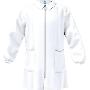 Grembiule asilo bianco bambino con zip Siggi senza ricamo 3379