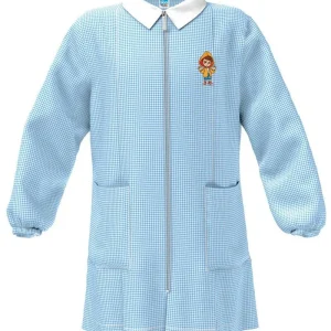 Grembiule asilo quadretti celesti bambino con zip Siggi ricamo Rap 4192