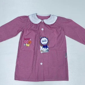 Grembiule asilo quadretti rosa bambina con abbottonatura centrale Ambrosino ricamo Sweet R308