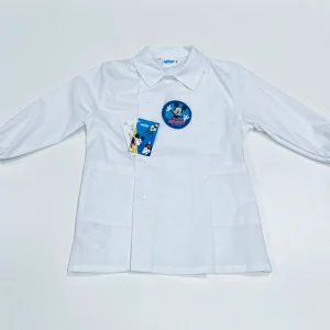 Grembiule bianco asilo bambino con abbottonatura laterale Disney ricamo Mickey G302