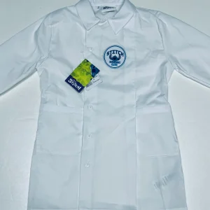 Grembiule bianco asilo bambino con abbottonatura laterale Disney ricamo Stitch G307