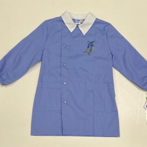 Grembiule con abbottonatura laterale scuola elementare celeste bambino Siggi Made in Italy ricamo Bici 3926