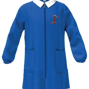 Grembiule con zip scuola elementare blu bambino Siggi Made in Italy ricamo Pit Stop 4247