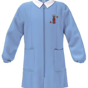 Grembiule con zip scuola elementare celeste bambino Siggi Made in Italy ricamo Pit Stop 4247