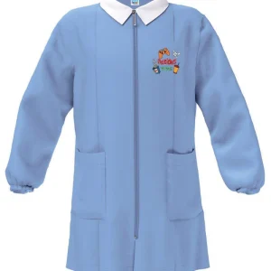 Grembiule con zip scuola elementare celeste bambino Siggi Made in Italy ricamo Precious Time 4244