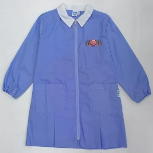 Grembiule con zip scuola elementare celeste bambino Siggi Made in Italy ricamo Race 3800