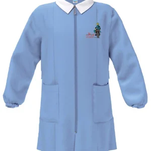 Grembiule con zip scuola elementare celeste bambino Siggi Made in Italy ricamo The Big Boss 4099