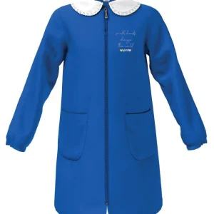 Grembiule scuola elementare Blu bambina con zip Siggi Made in Italy ricamo Small Hands 4222
