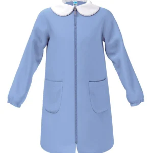 Grembiule scuola elementare Celeste bambina con zip Siggi Made in Italy senza ricamo 1969