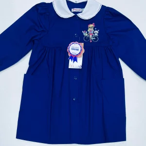 Grembiule scuola elementare bambina Ambrosino Made in Italy ricamo Bici R103