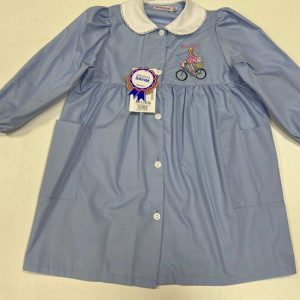 Grembiule scuola elementare bambina celeste Ambrosino Made in Italy ricamo Beautiful O106