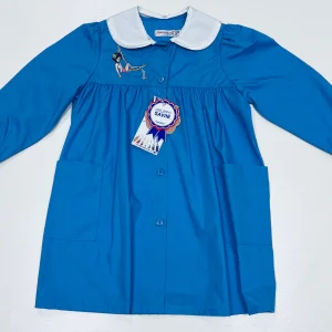 Grembiule scuola elementare bambina celeste Ambrosino Made in Italy ricamo Danza Aerea R101