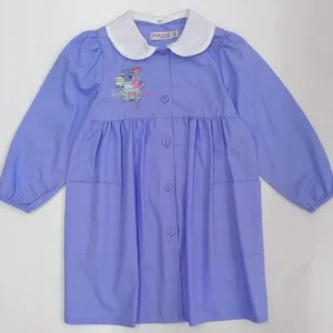 Grembiule scuola elementare bambina celeste Ambrosino Made in Italy ricamo London N103