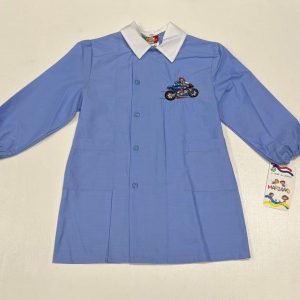 Grembiule scuola elementare bambino celeste con abbottonatura laterale Moto MN906