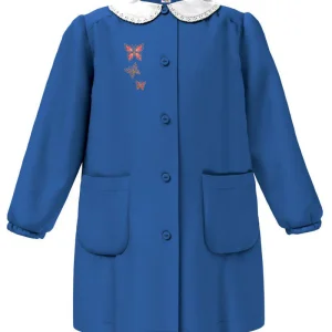 Grembiule scuola elementare blu bambina Siggi Made in Italy ricamo Farfalle 4068