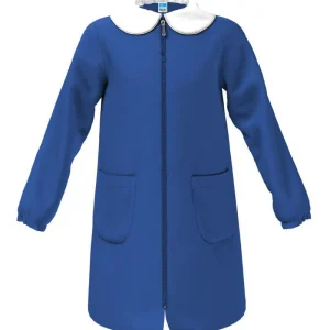 Grembiule scuola elementare blu bambina con zip Siggi Made in Italy senza ricamo 1969